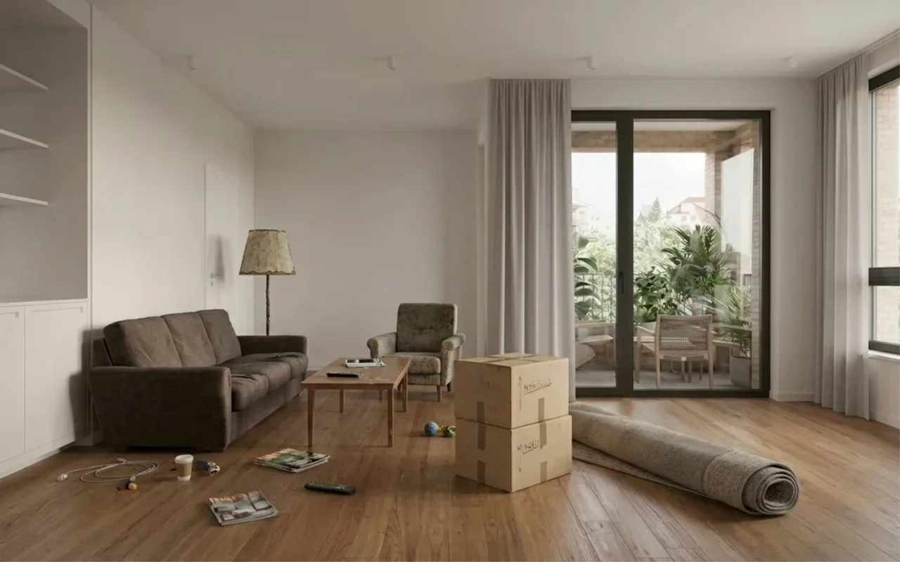 MeltFlex redesigning a living room and then the garden behind it, with real furniture and prices
