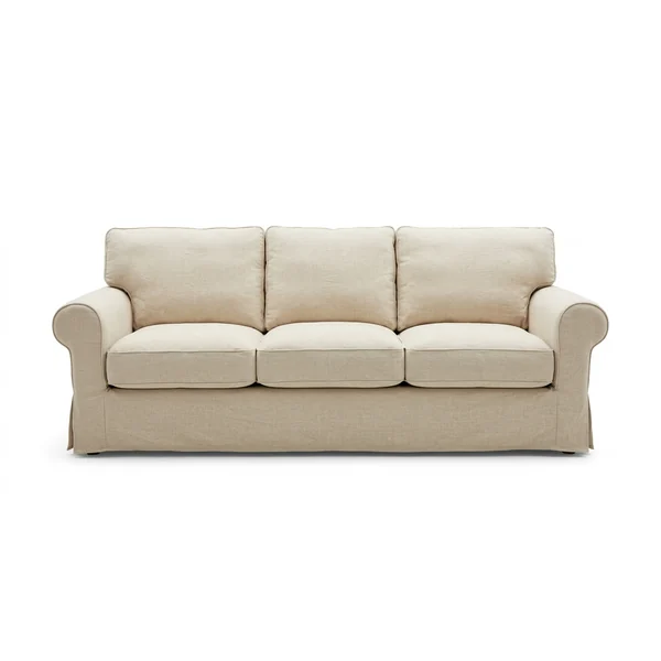Slipcovered roll-arm sofa