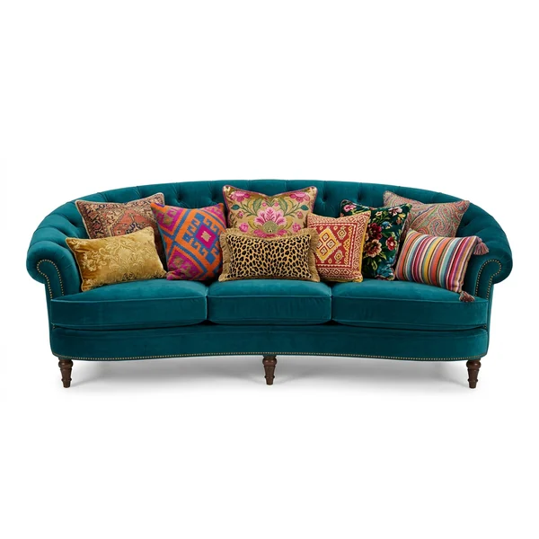 Jewel-tone velvet sofa