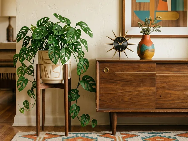 Considered retro decor and plants